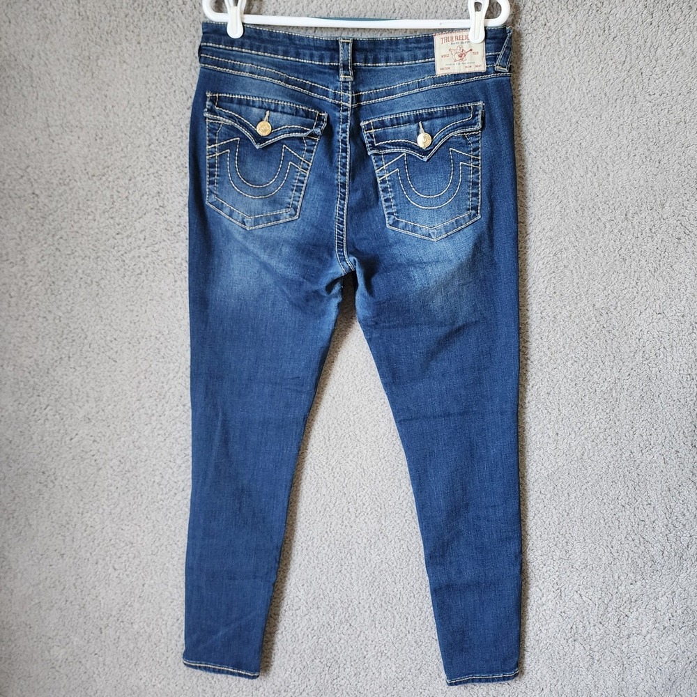 True Religion Halle Super Skinny Jeans Womens 32 Blue High Rise Contrast Stitch - Picture 10 of 16